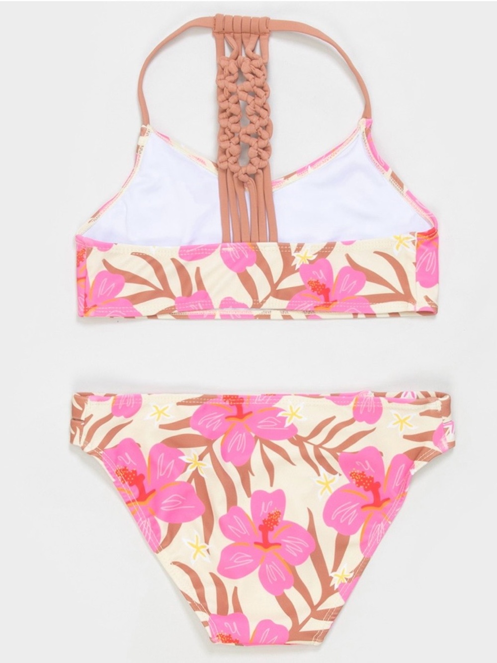 Coral & Reef Girls’ Pink Pool Floral Tropical Bikini Set Size Medium 10-12 Kids